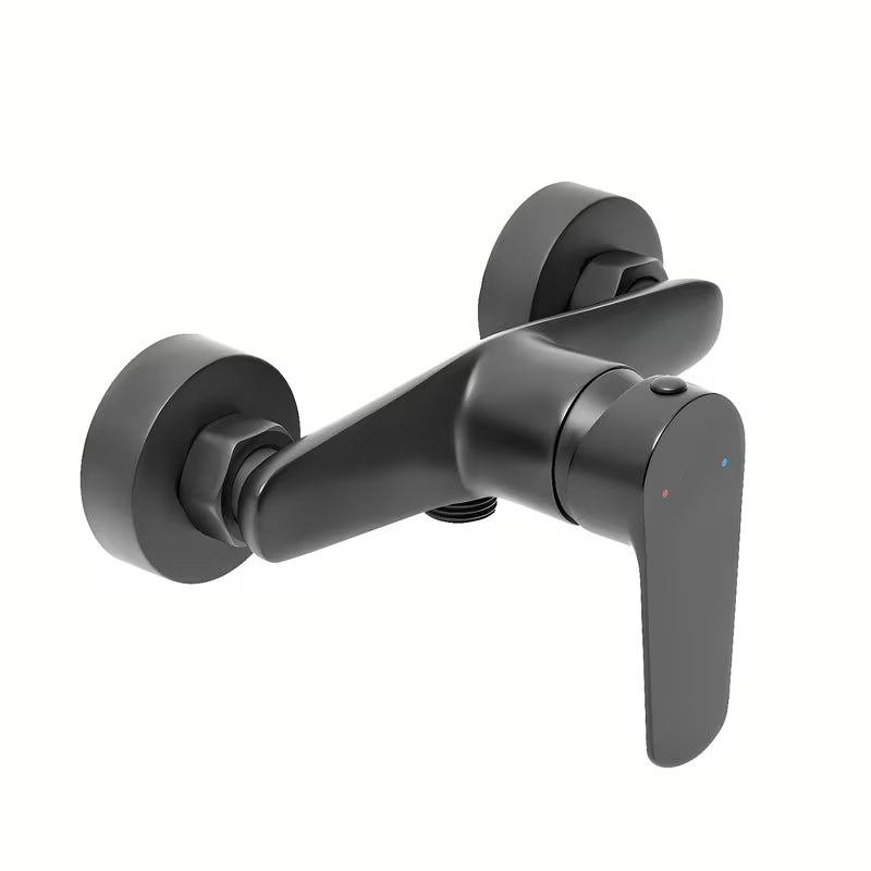Zidna jednoručna baterija miješalica za tuš SAT Mood u mat crnoj završnoj obradi.