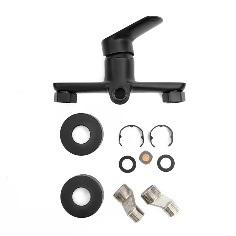 Zidna jednoručna baterija miješalica za tuš SAT Mood u mat crnoj završnoj obradi.