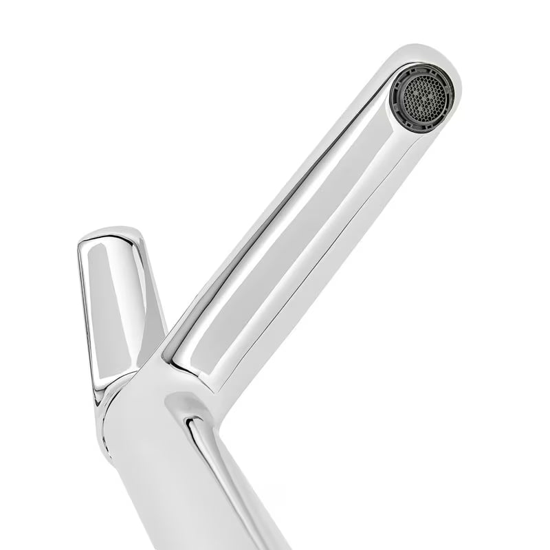 Visoka jednoručna baterija miješalica za umivaonik SAT Mood u sjajnoj krom izvedbi bez odvoda.