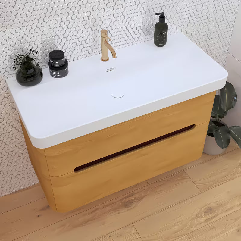 Namještajni keramički umivaonik SAT Fusion 100,6x46,3 cm u mat bijeloj boji s otvorom pro slavinu u sredini.