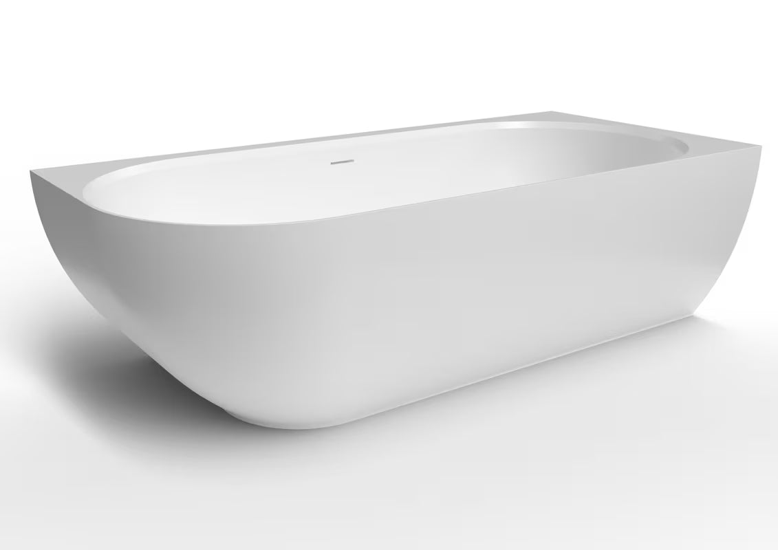 Samostojeći desna kada SAT Nelly 175x82 cm od lijevanog mramora u bijeloj boji