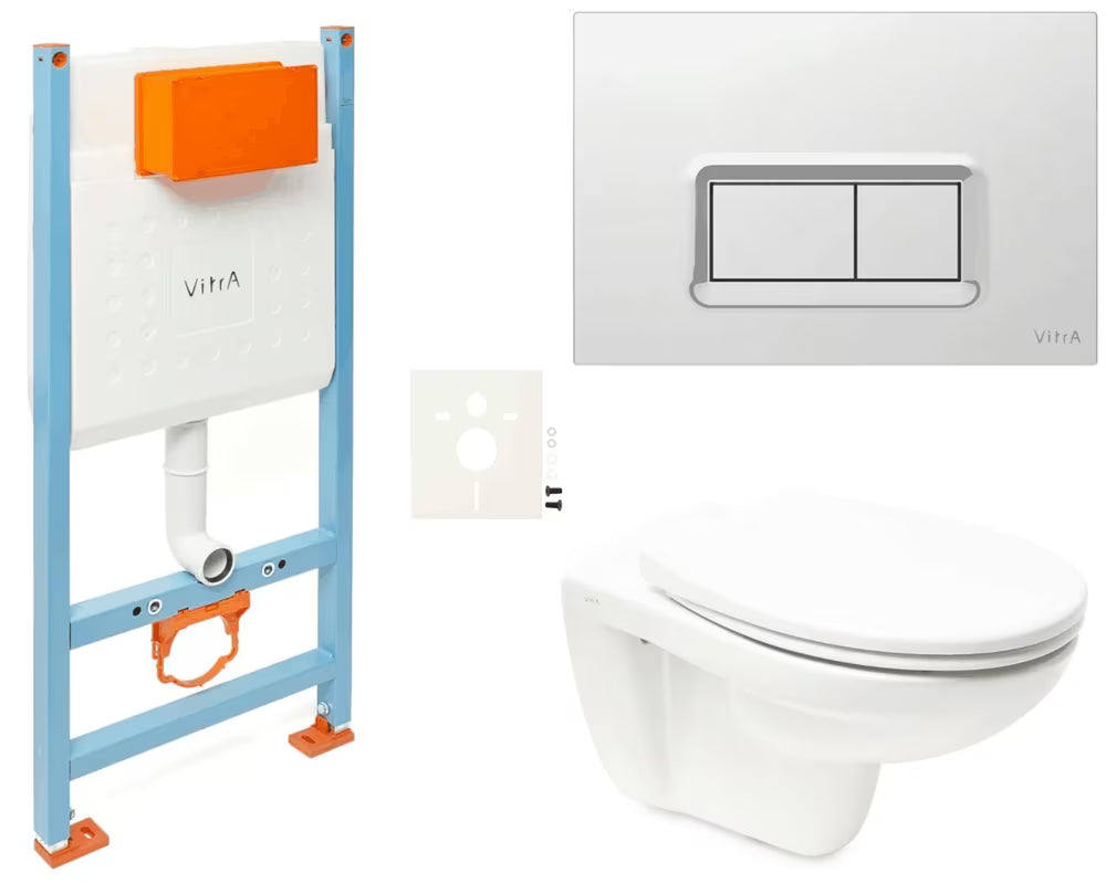 Viseći WC set vitra Normus s instalacijskim modulom, vodokotlićem, tipkom za ispiranje i sjedalom