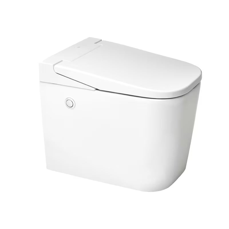 Stojeća WC Školjka SAT optimflush u bijeloj boji s integriranim vodokotlićem i bočnom pneumatskom tipkom za ispiranje.