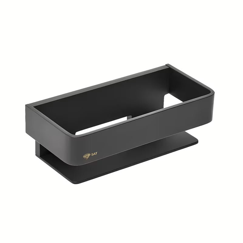 Zidna kupaonska polica SAT od masivnog mesinga u crnoj mat boji