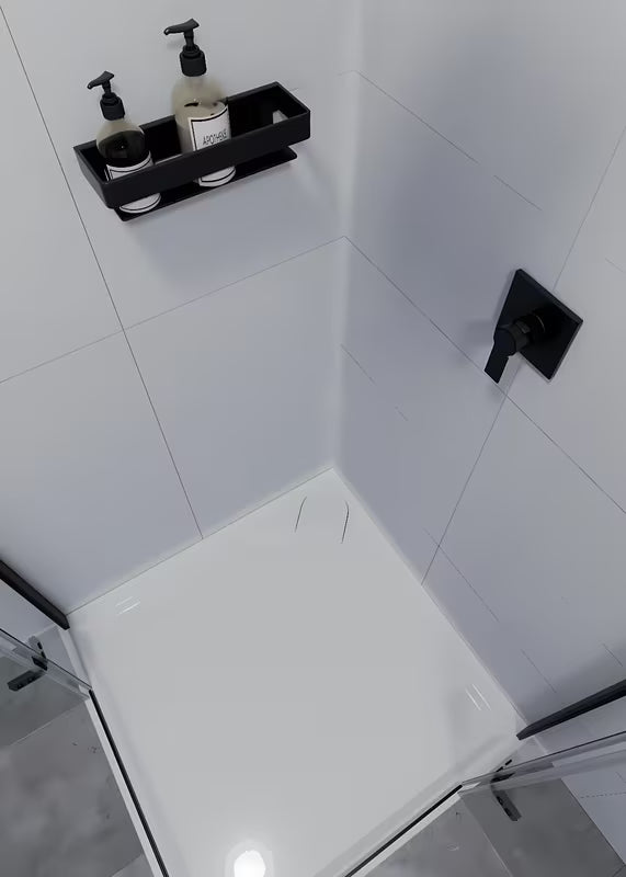 Masivna mesingana zidna polica SAT u mat crnoj izvedbi za tuševi i kupaonicu.