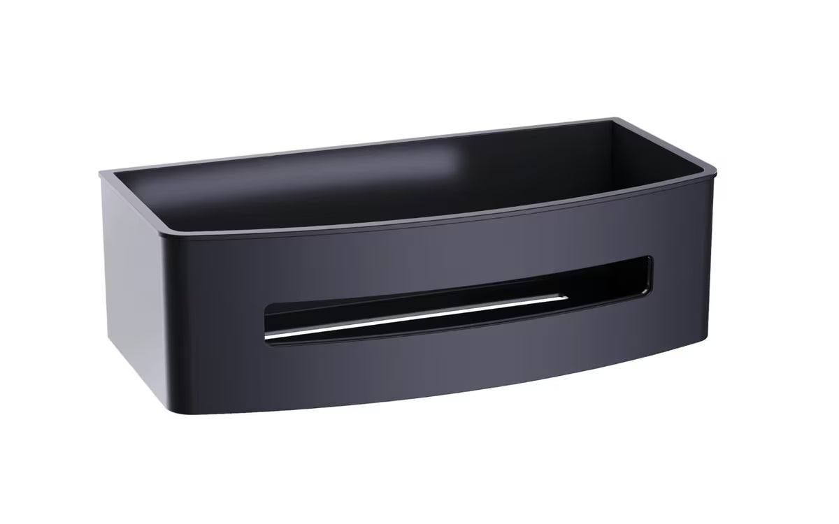 Kupaonska polica SAT od nehrđajućeg čelika u mat crnoj boji s uklonjivim crnim plastičnim umetkom