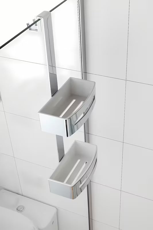 Dvostruka tuš polica SAT Chrome u krom izvedbi s montažom bez bušenja