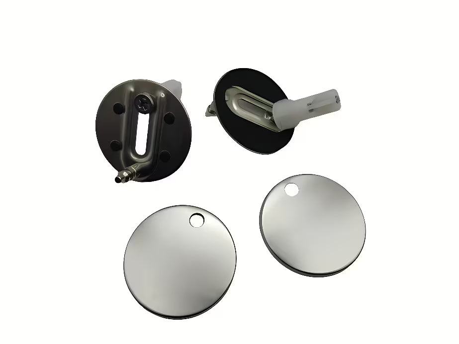 Set skrivenog pričvršćenja sjedala za WC za školjku SAT s metalnim klinovima i kromiranom okruglom kapicom.