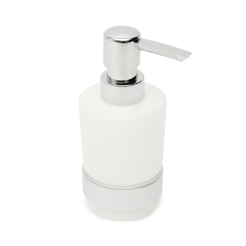 Zaobljeni kromirani dozator sapuna SAT Project s plastičnom posudom