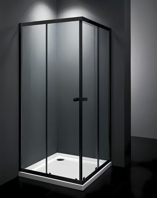 Kvadratni klizni tuš kabina SAT Project 90x90 cm s crnim profilima i prozirnim staklom