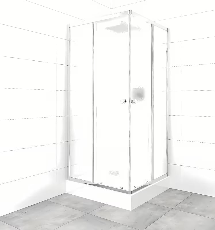 Kvadratna tuš kabina SAT Project 90x90 cm s tuš kadom u sjajnom kromu i s neprozirnim staklom Chinchilla.