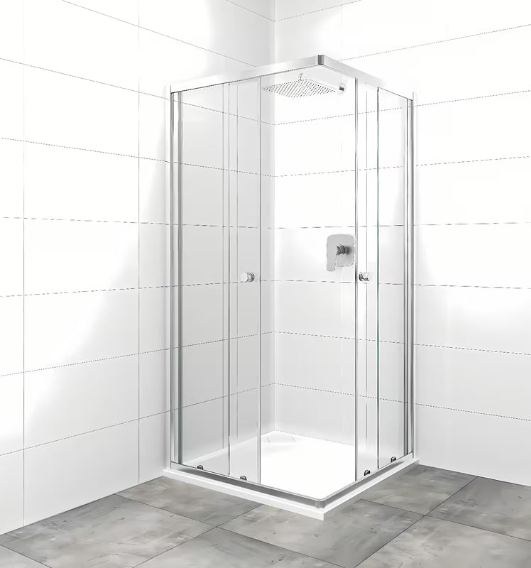 Kvadratna tuš kabina SAT Project 90x90 cm s kliznim vratima i prozirnim staklom u sjajnom kromu