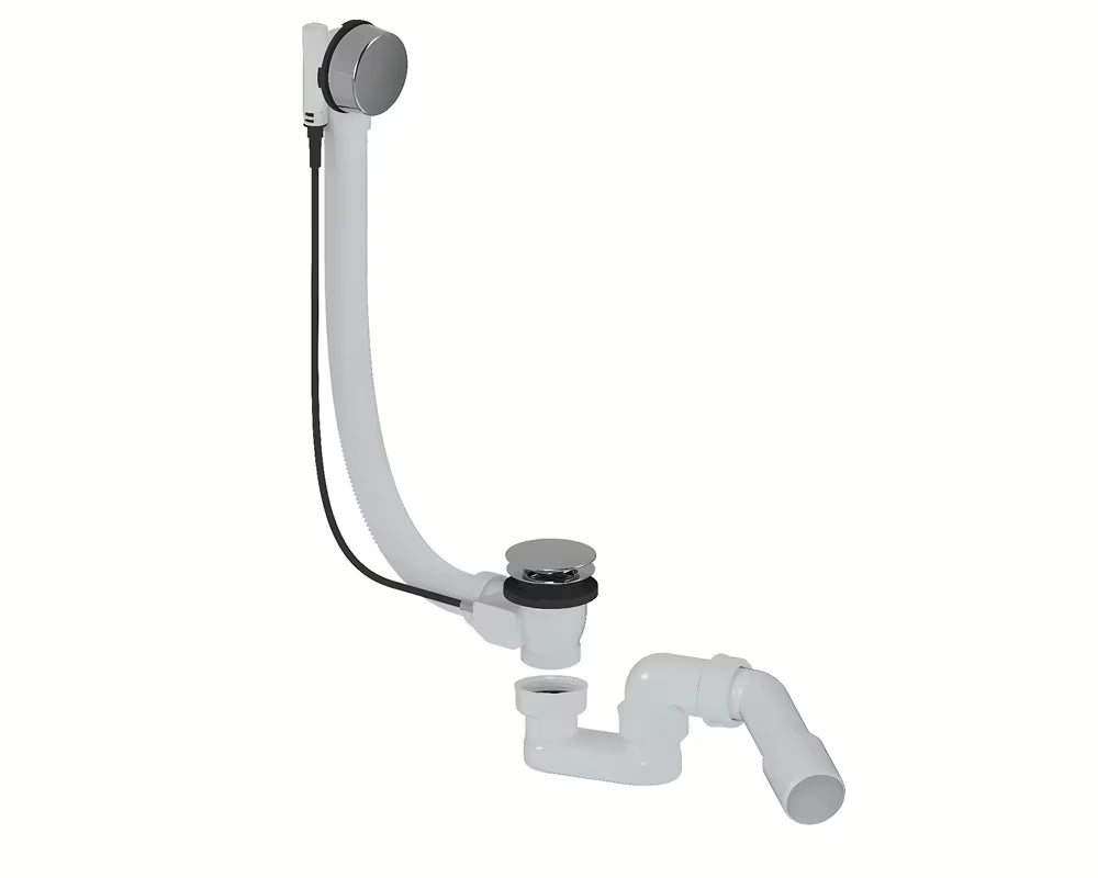 Kromirani odljevno preljevna garnitura za kadu SAT Project s okretnim upravljanjem na preljevu