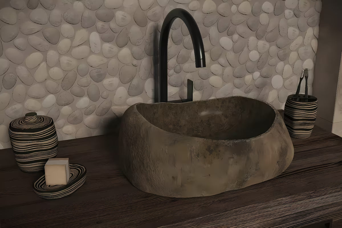 Umivaonik na ploču SAT Purity od prirodnog riječnog kamena bez preljeva