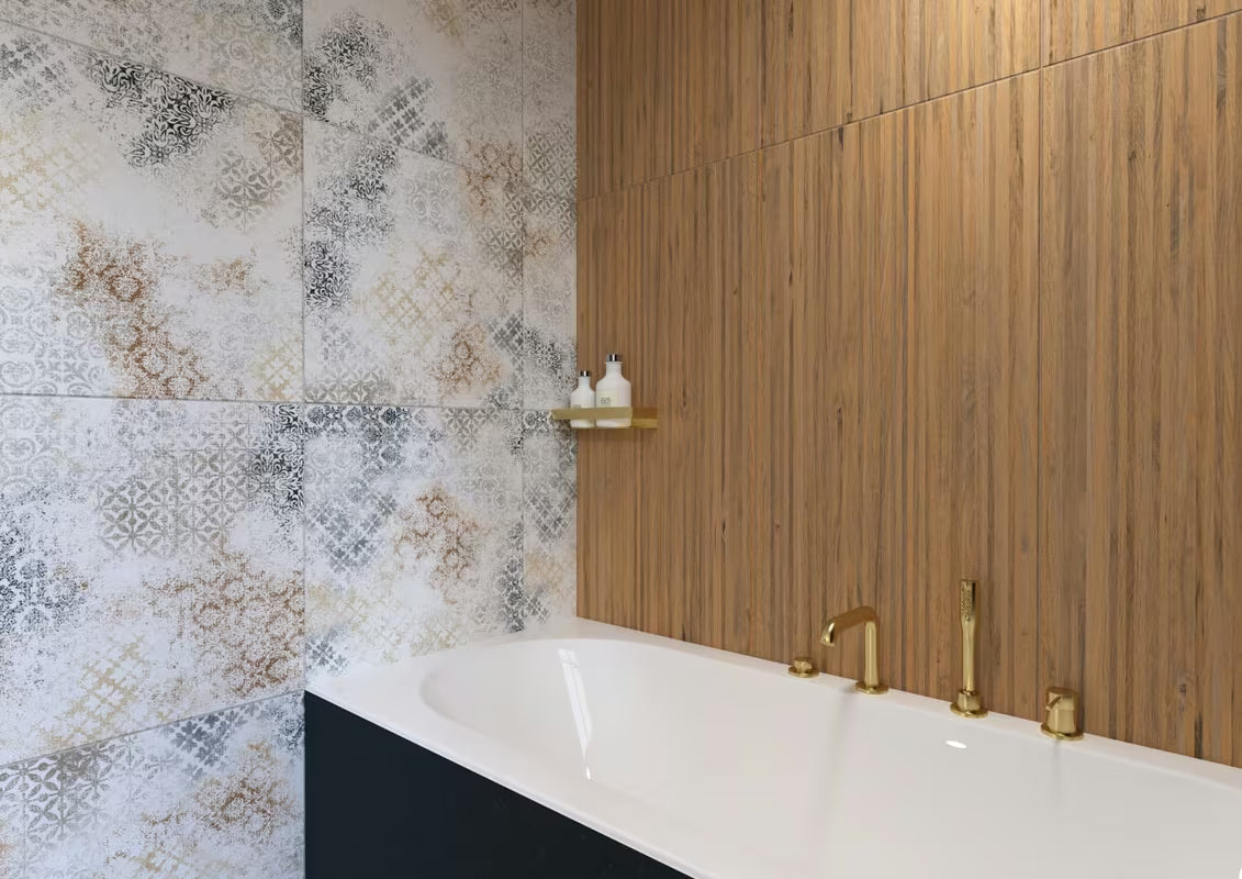 Tuš polica SAT od nehrđajućeg čelika u obradi brušeno zlato pro modernu kupaonicu