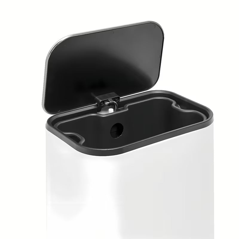 Bijeli mat kanta za otpad SAT od metala s poklopcem i tihim zatvaranjem soft Close