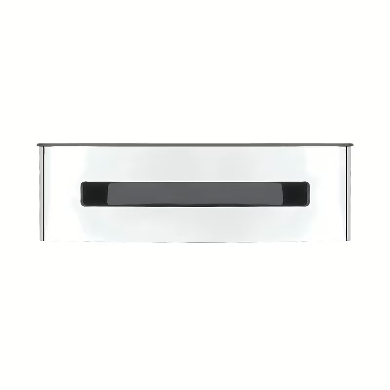 Inox tuš polica SAT Chrome u krom izvedbi s uklonjivim crnim plastičnim umetkom.