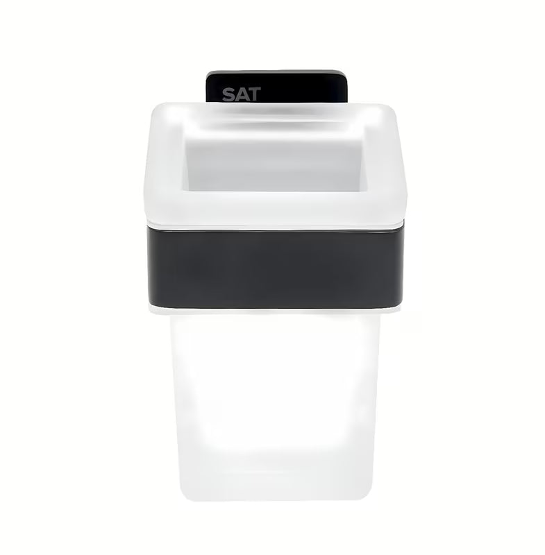 Crni inox držač čaša SAT za kupaonicu pro montaža lijepljenjem bez bušenja.