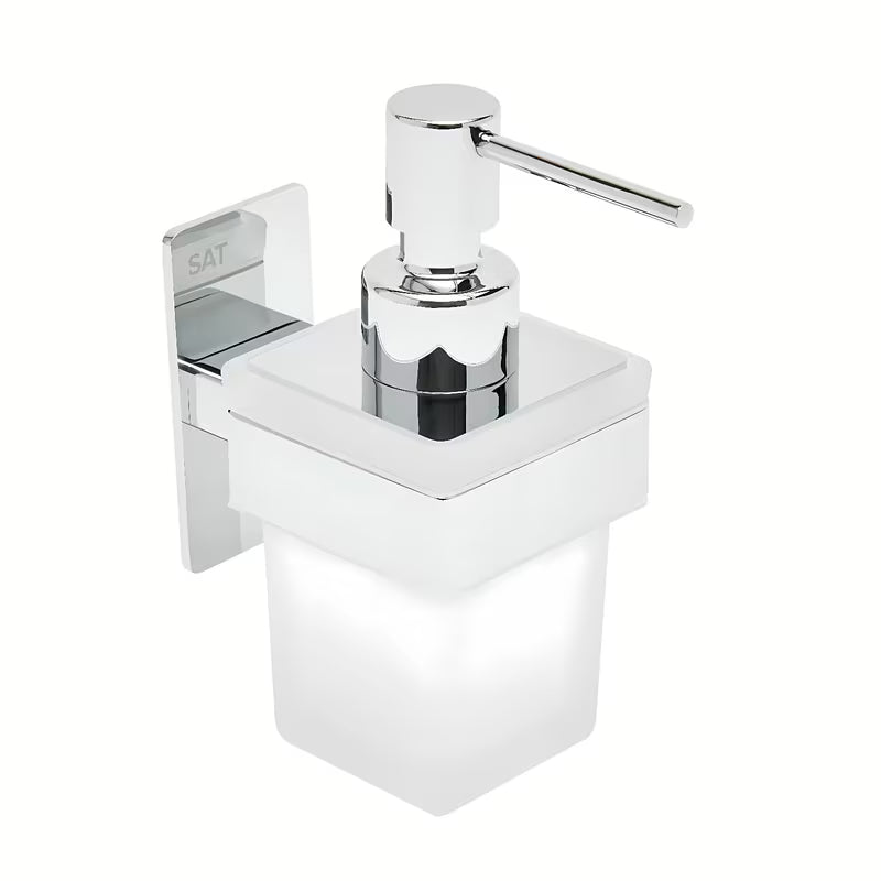 Kromirani dozator sapuna SAT od nehrđajućeg čelika pro montaža lijepljenjem bez bušenja.