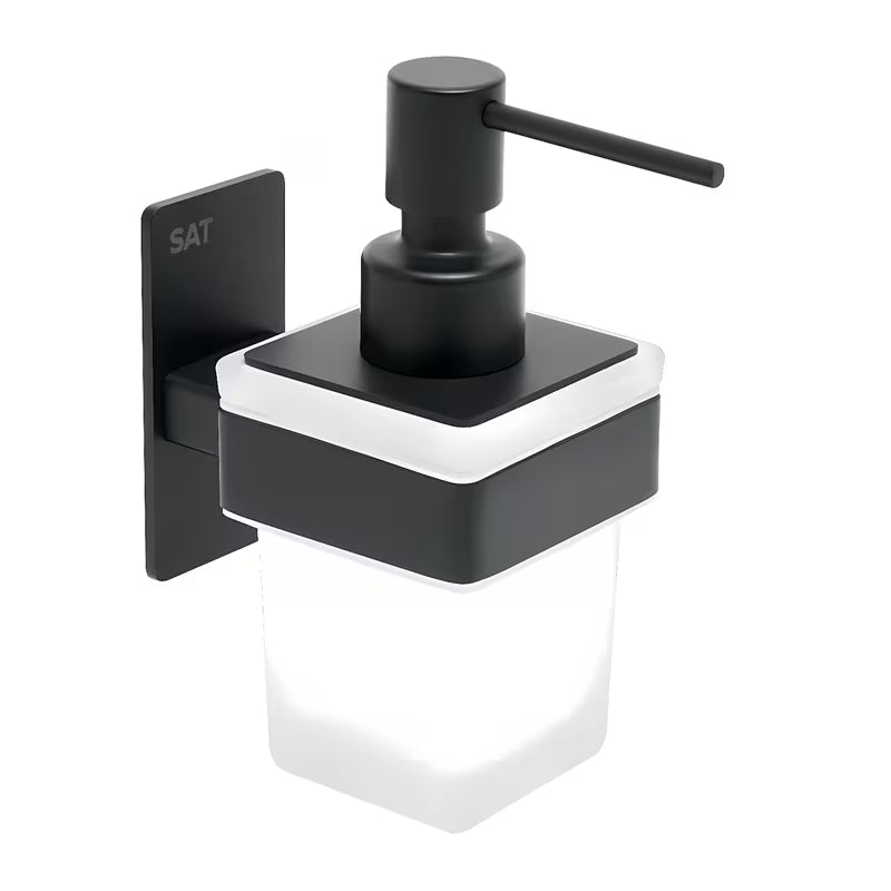Crni nehrđajući dozator sapuna SAT pro montaža lijepljenjem bez bušenja