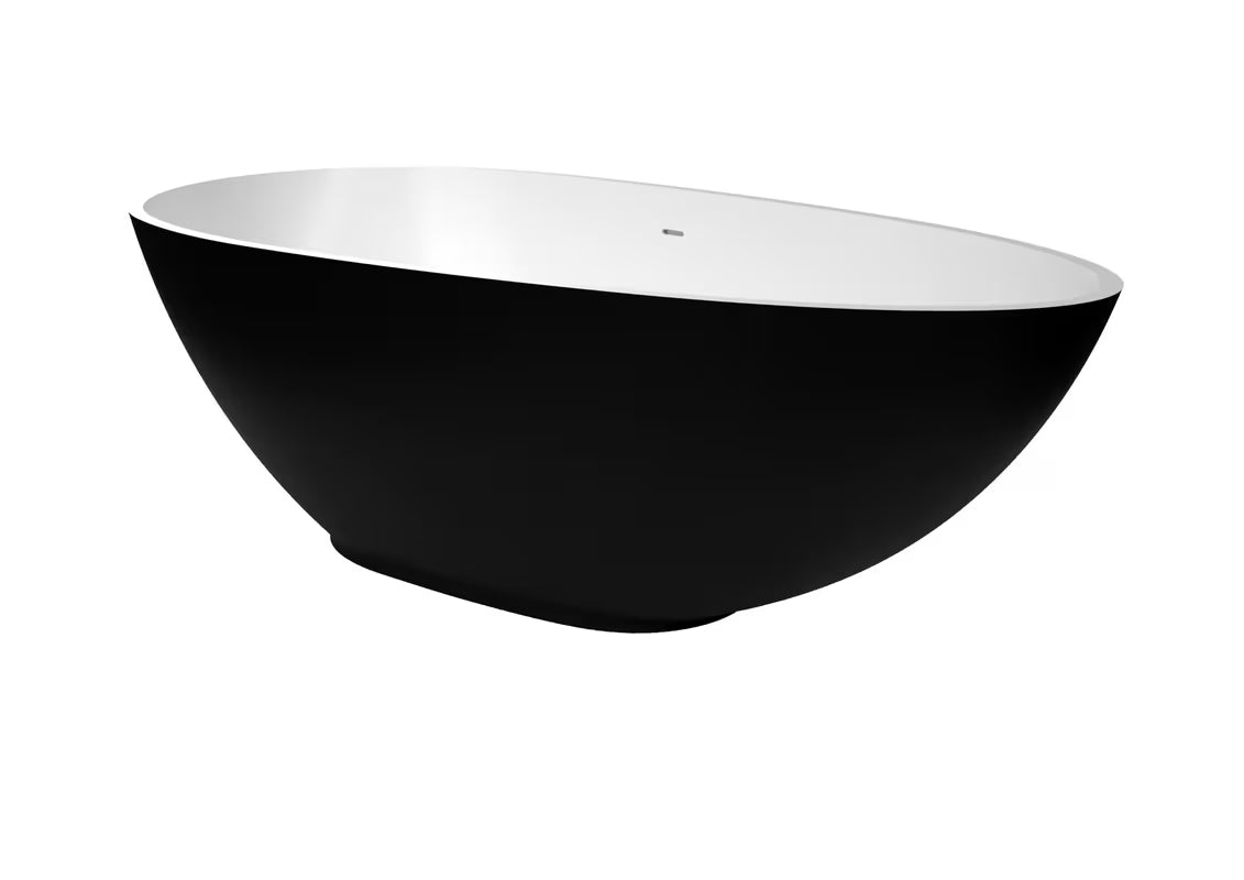 Samostojeća kada SAT 170x85 cm od lijevanog mramora u crno-bijeloj izvedbi, lijeva i desna orijentacija.