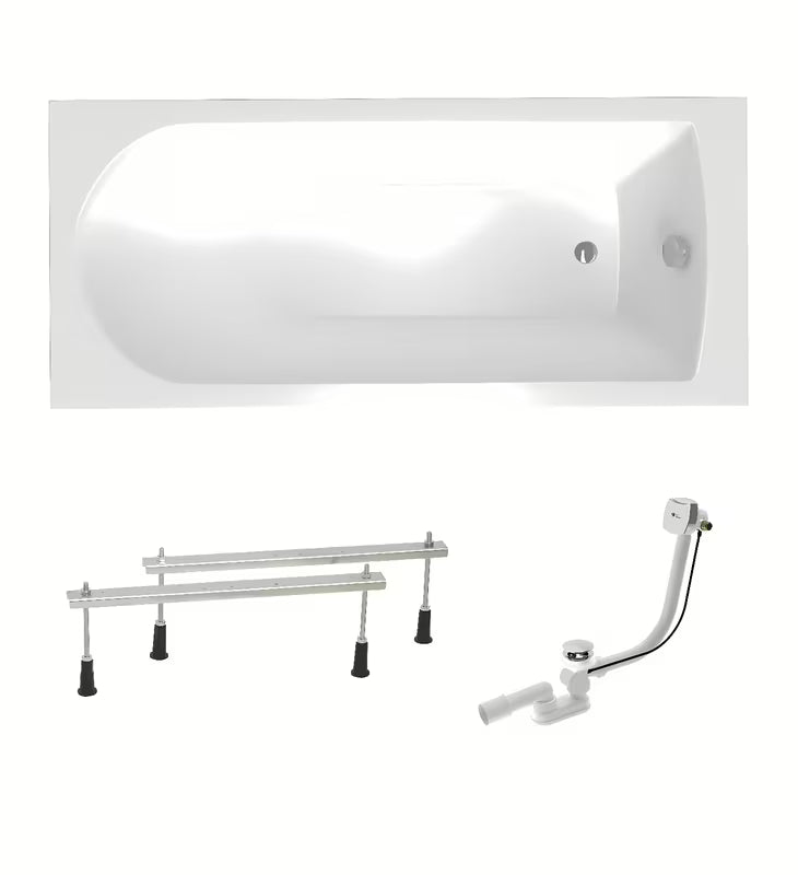 Bijela pravokutna kada SAT Savero plus 180x75 cm od akrila s univerzalnom orijentacijom