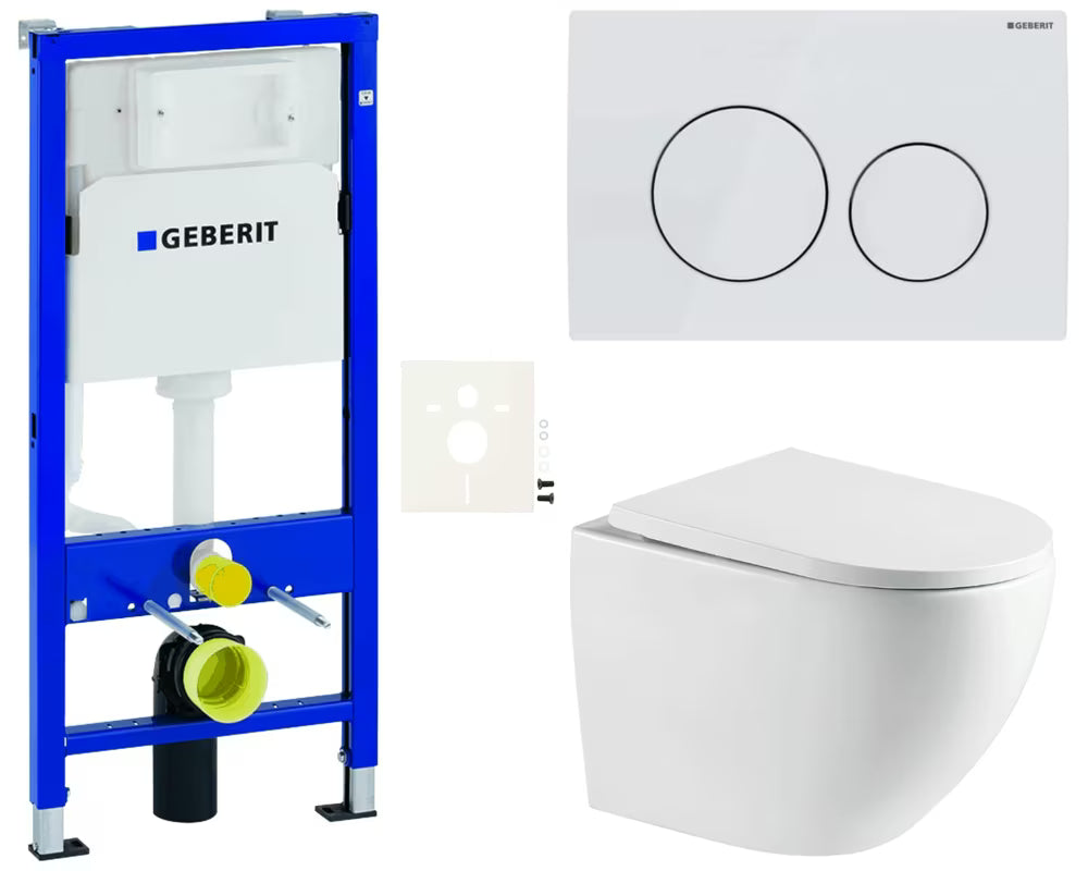 Viseći WC set SAT Fusion s modulom Geberit Duofix, vodokotlićem, tipkom za ispiranje Delta i daskom WC školjke