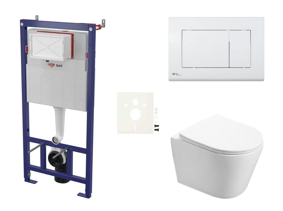 Viseći WC set SAT Infinitio s podžbuknim modulom, tipkom i sjedalom s soft Close