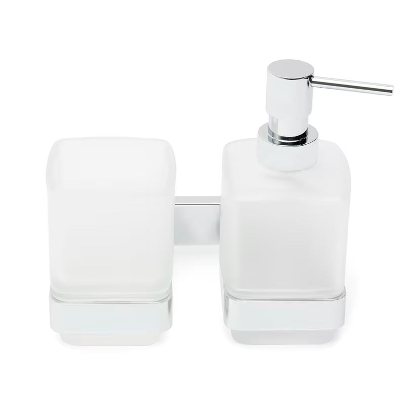 Zidni dozator sapuna SAT Simply S u sjajnom kromu, četvrtastog dizajna