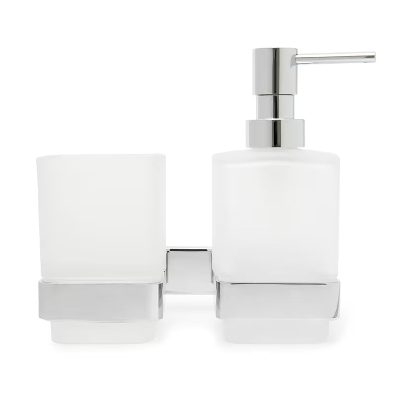 Zidni dozator sapuna SAT Simply S u sjajnom kromu, četvrtastog dizajna