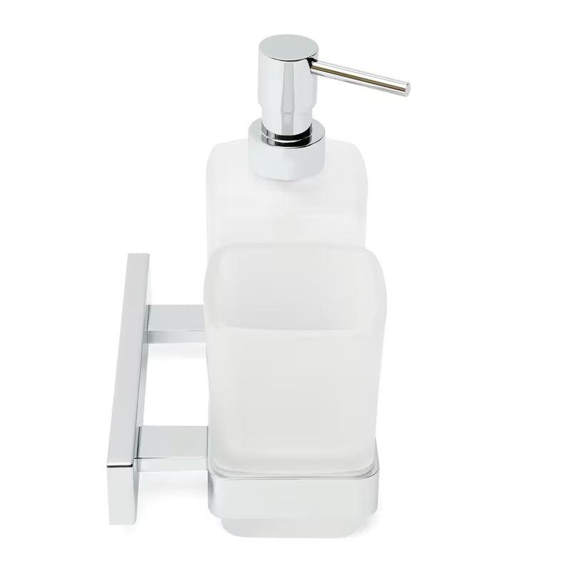 Zidni dozator sapuna SAT Simply S u sjajnom kromu, četvrtastog dizajna