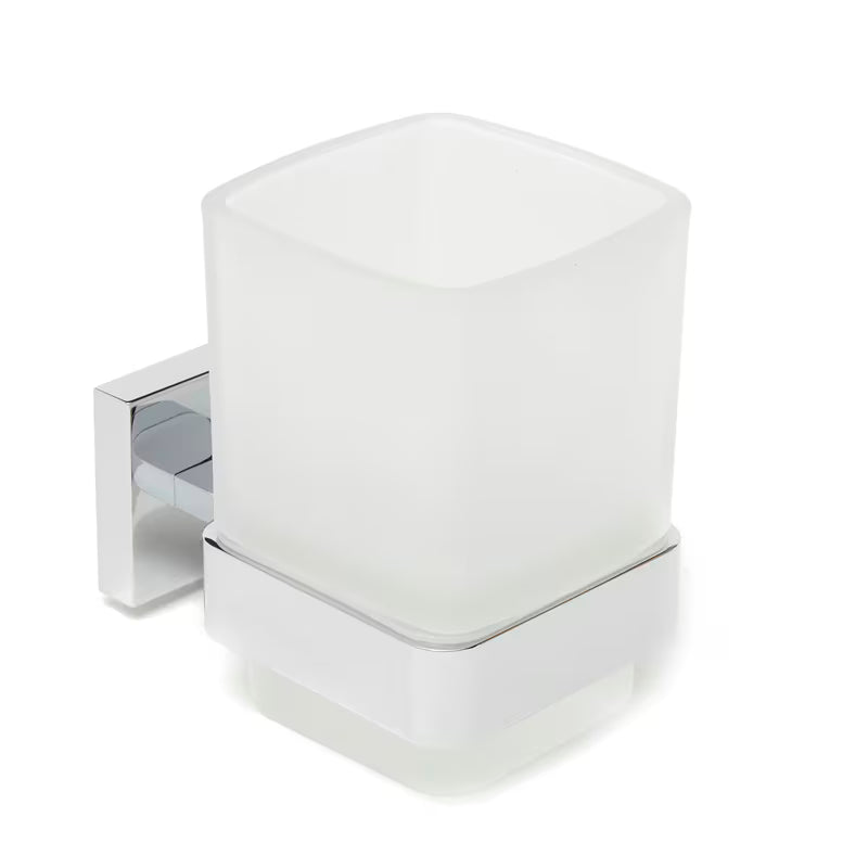 Zidni kromirani držač čaša SAT Simply S uključuje čašu od mat stakla