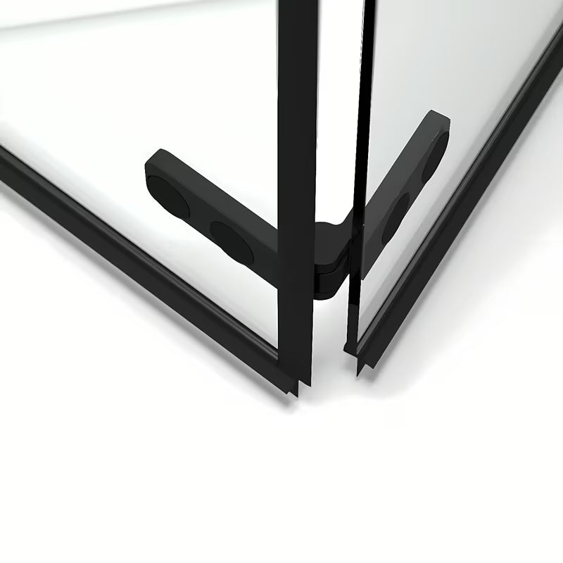 Pravokutna tuš kabina SAT Sk 100 x 80 cm u crnoj izvedbi s prozirnim staklom i preklopnim vratima.