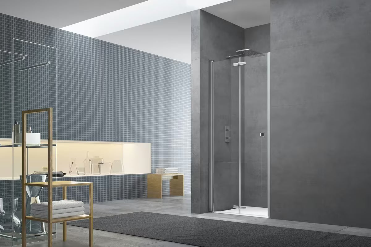 Preklopna tuš vrata SAT SK za nišu 90 cm u sjajnom kromu s prozirnim staklom