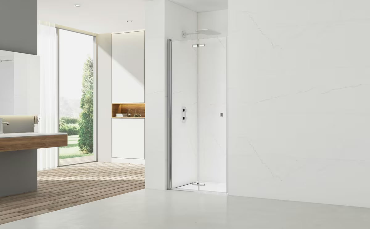 Preklopni tuš vrata SAT Sk 90 cm s prozirnim staklom i kromiranim profilom