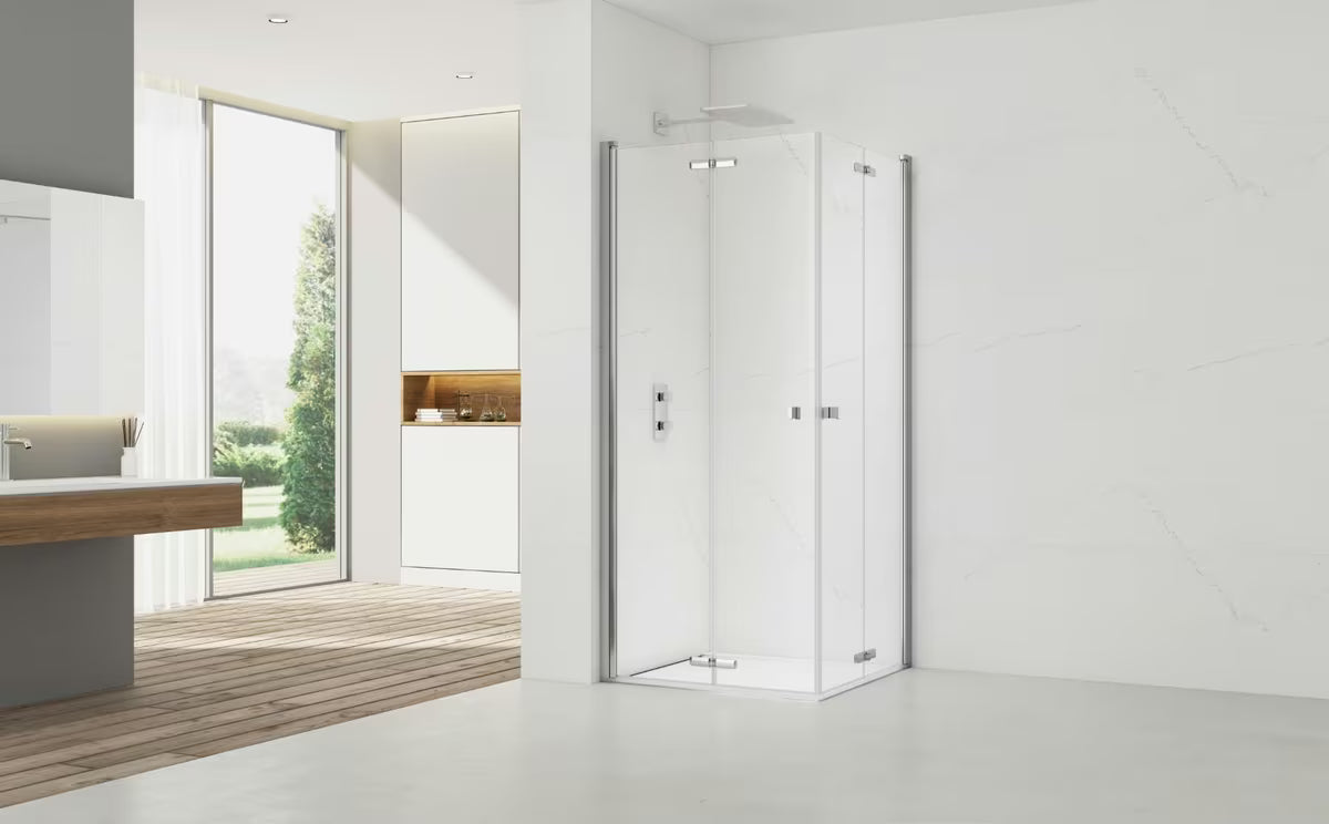 Preklopni tuš vrata SAT Sk 90 cm s prozirnim staklom i krom profilom