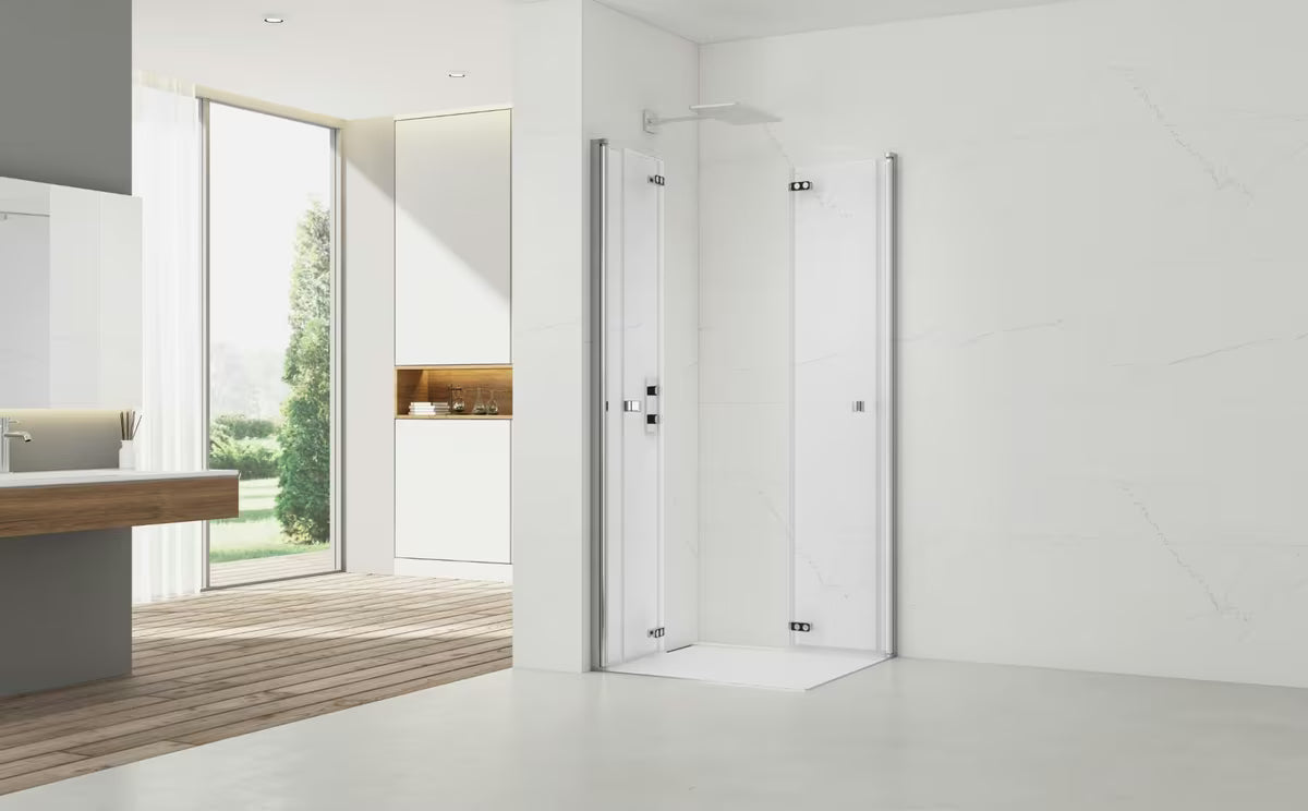 Preklopni tuš vrata SAT Sk 90 cm s prozirnim staklom i krom profilom