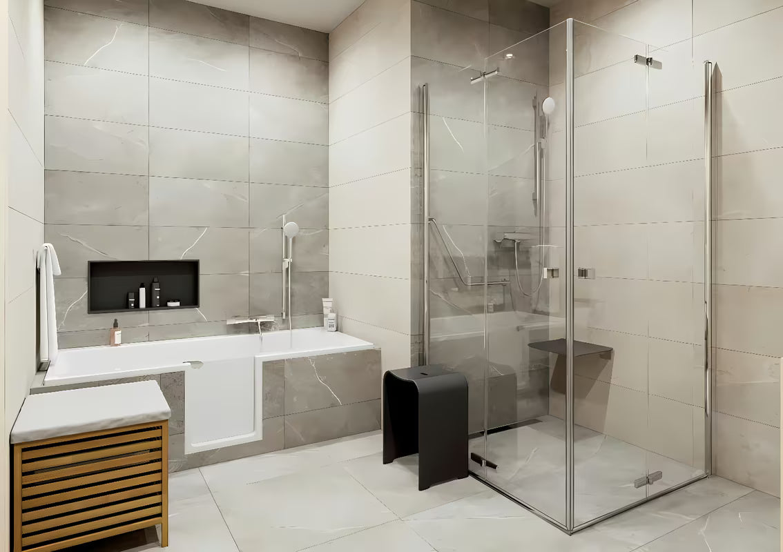 Kvadratna tuš kabina SAT Sk 90x90 cm u sjajnom kromu s prozirnim staklom i sklopivim vratima