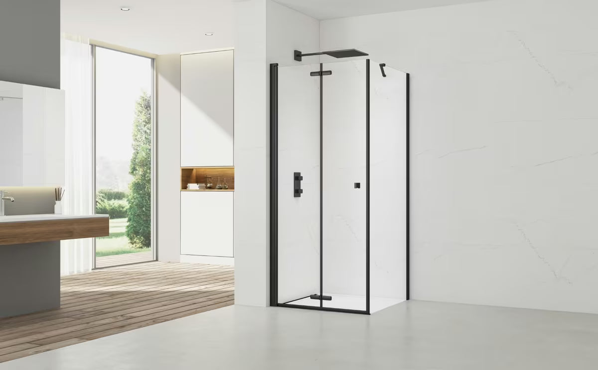 Pravokutna tuš kabina SAT Sk 100x90 cm s crnim profilima i prozirnim staklom