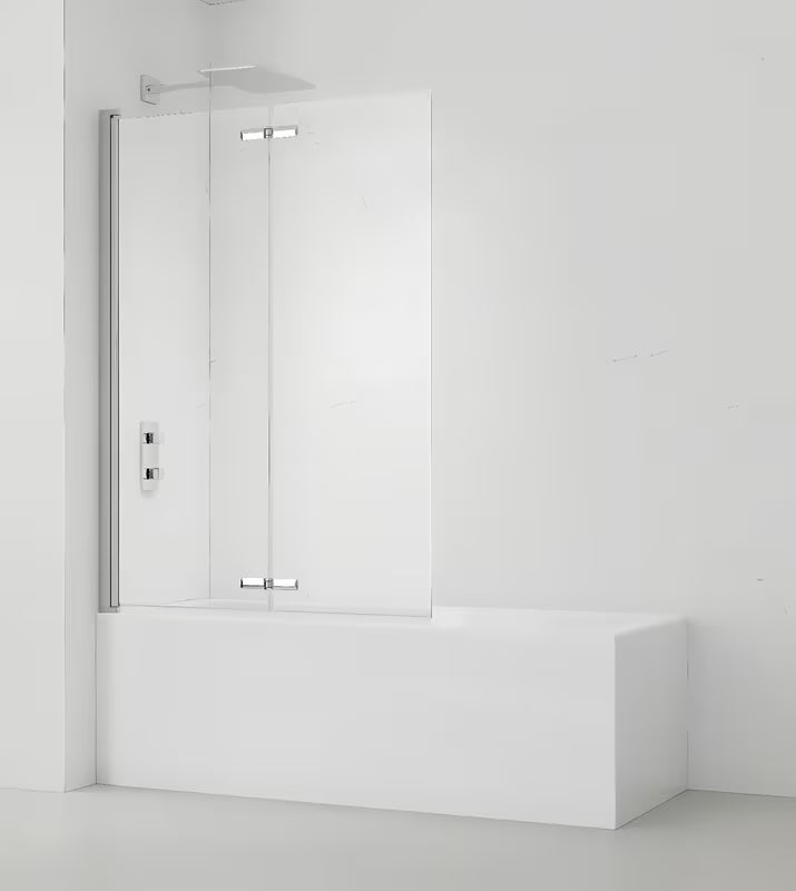 Dvodijelna sklopivi paravan za kadu SAT Sk 150x105 cm s prozirnim staklom i kromiranim profilima