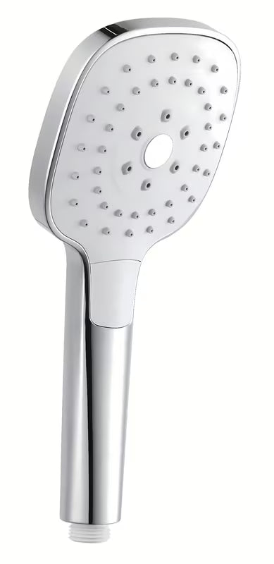 Bijela i krom ručna ručni tuš SAT s tri vrste mlaza i promjerom 12 cm.