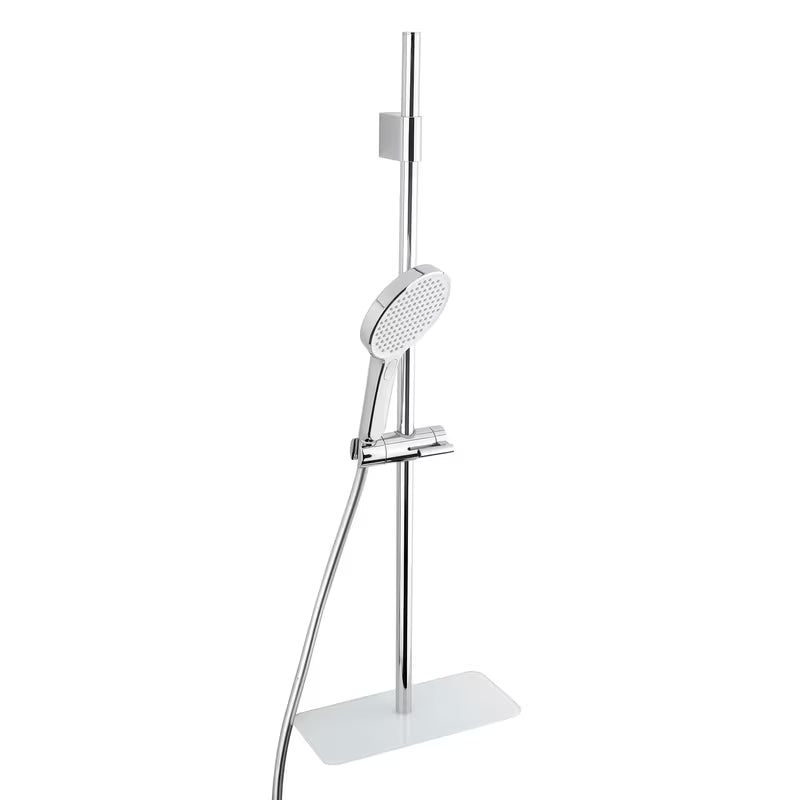 Tuš set SAT Chrome s ručnim tušem s 3 mlaza, tuš šipkom i bijelom staklenom policom