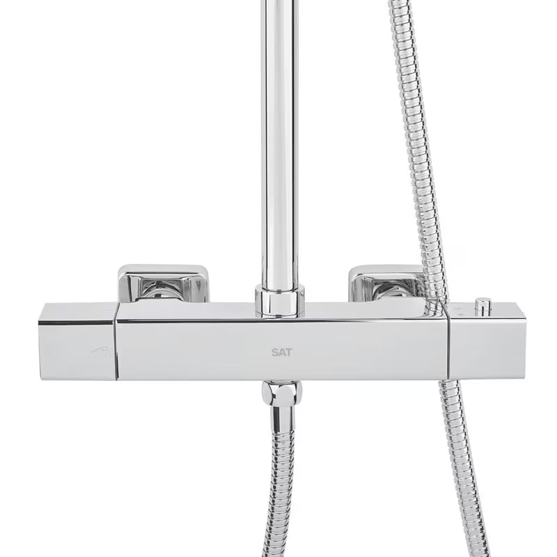 Kromirani termostatski tuš sustav SAT s nadglavnom tuš ružom 32 × 21 cm i ručnim tušem