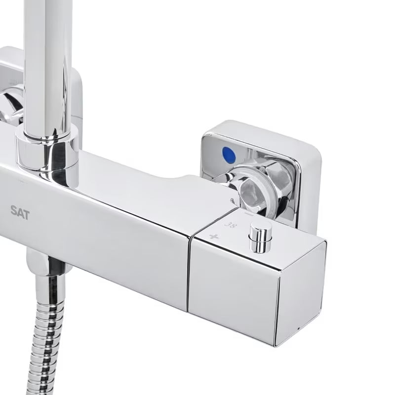 Kromirani termostatski tuš sustav SAT s nadglavnom tuš ružom 32 × 21 cm i ručnim tušem