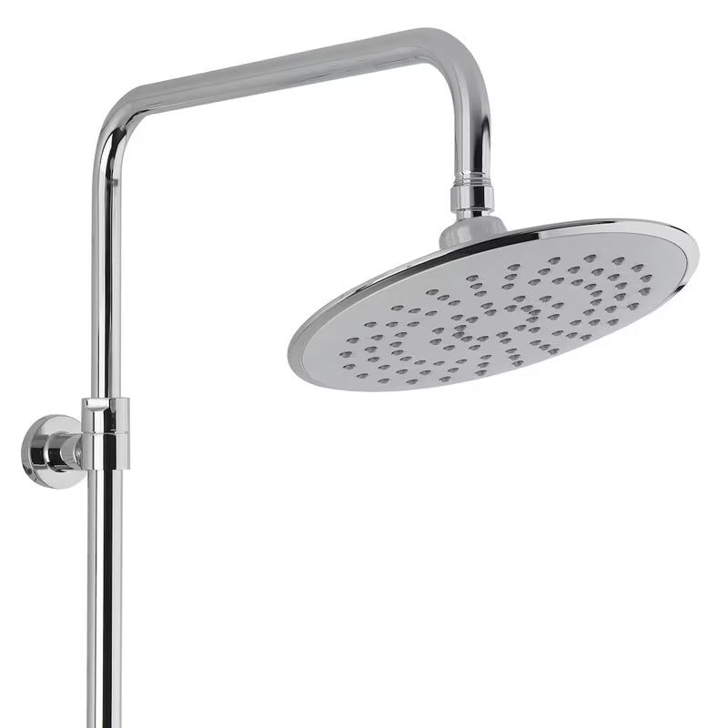 Tuš sustav SAT Chrome s termostatskom miješalicom, nadglavnim i ručnim tušem te staklenom policom u krom/bijeloj izvedbi.