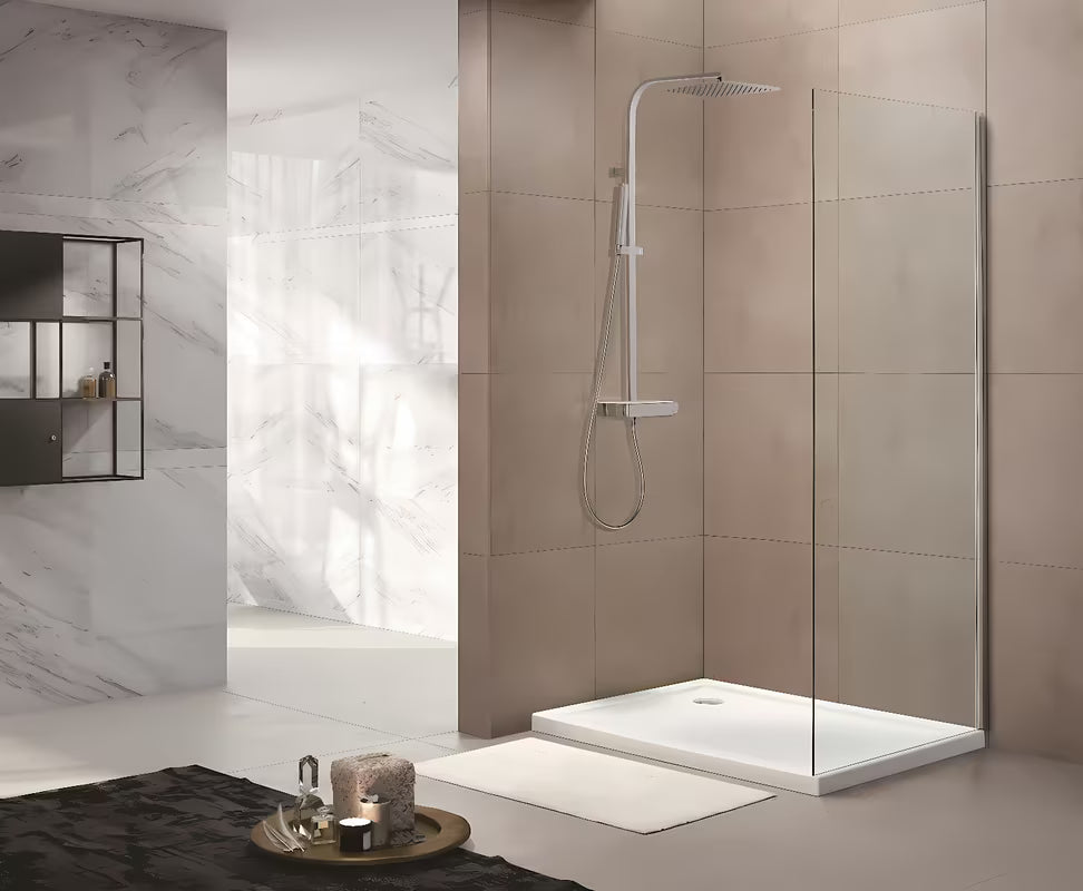 Tuš stranica za vrata SAT T-Linea od prozirnog stakla sa sjajnim kromiranim profilom, 90x200 cm.