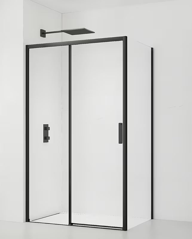 Pravokutna tuš kabina SAT Tex BB 110x80 cm s prozirnim staklom i crnim mat profilima