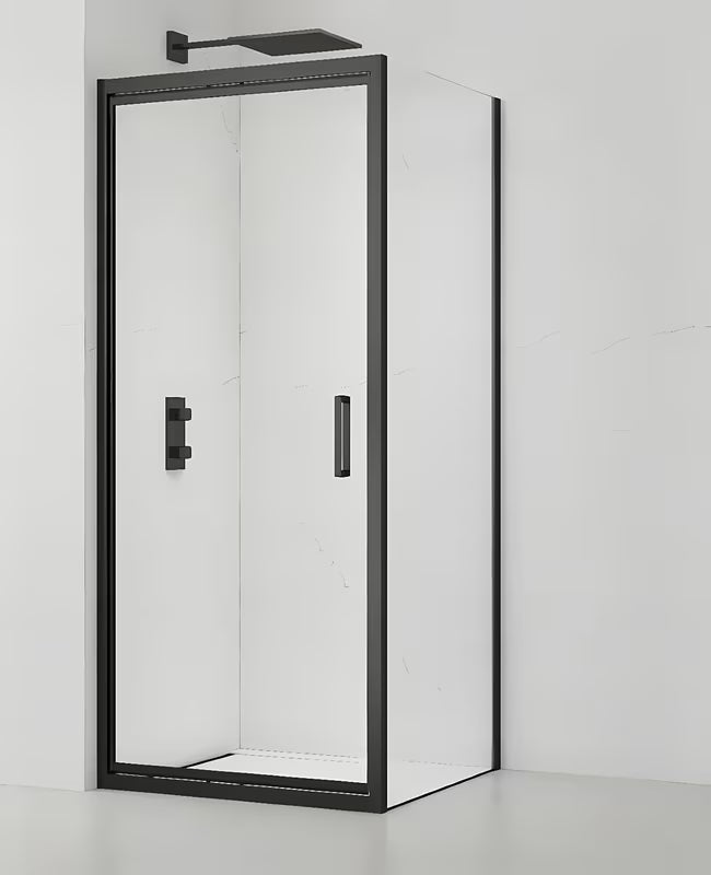 Pravokutna tuš kabina SAT Tex-C 100x80 cm u crnoj boji s kliznim vratima i prozirnim staklom