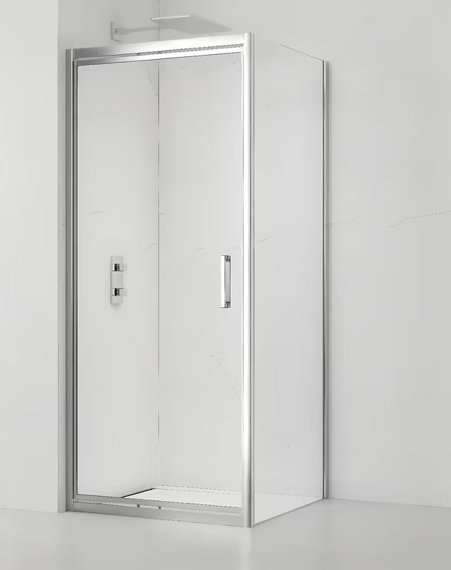 Pravokutna tuš kabina SAT Tex-C 100x80 cm s kliznim vratima, prozirnim staklom i kromiranim okvirom.