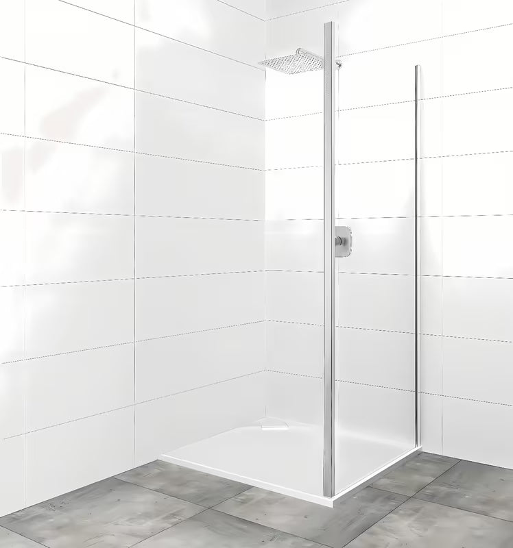 Tuš stranica za vrata SAT Tex 90 cm u sjajnom kromu s prozirnim staklom i obradom Easy Clean